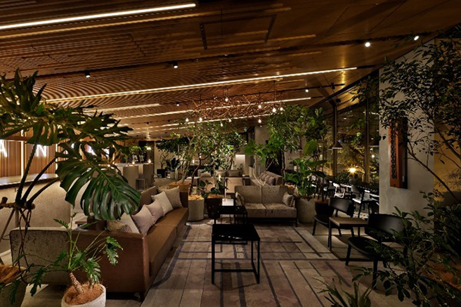 A lounge furnished with Hokkaido-grown timber