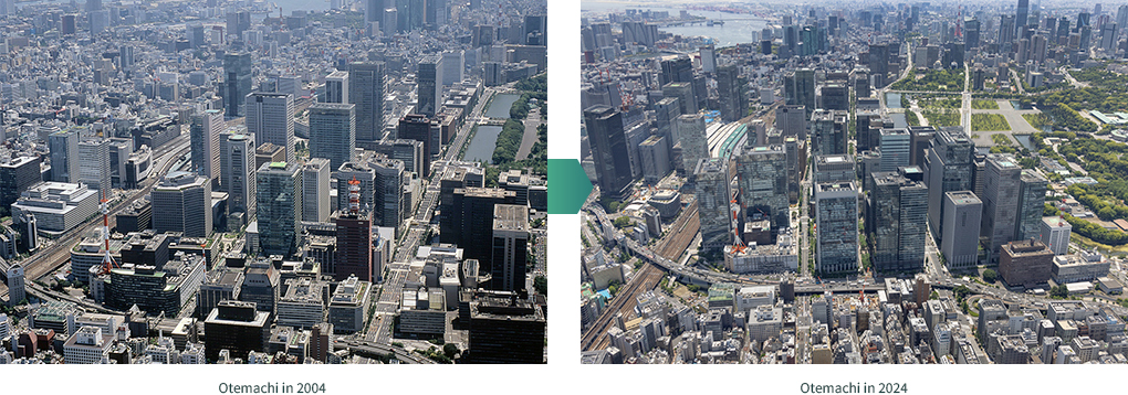 Otemachi in 2004 / Otemachi in 2024