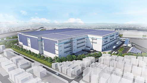 建物の屋根および壁面に設置された太陽光発電設備のイメージ